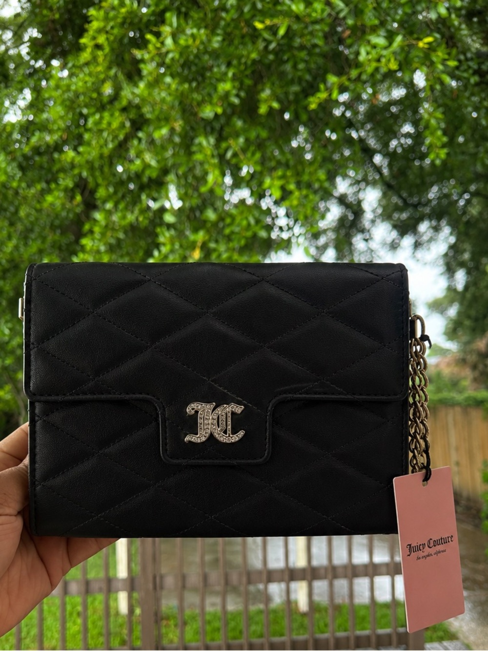Juicy Couture Black Quilted wristlet  with Heart Coin Purse